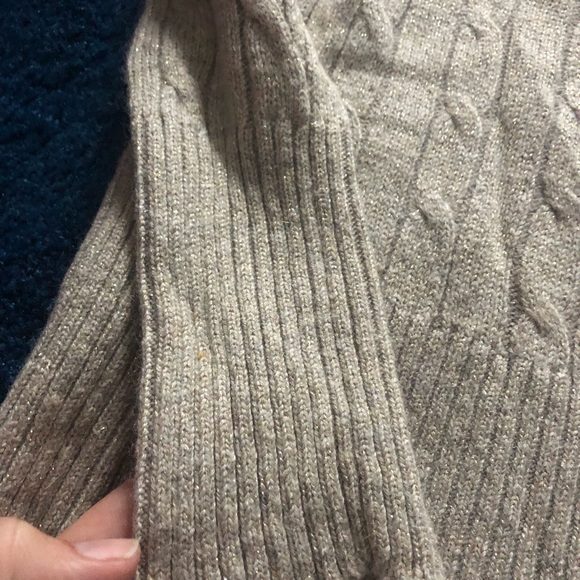 Women’s LOFT Beige sweater with gold shimmer - Picture 5 of 8